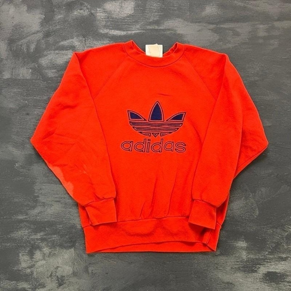 Vintage Adidas Sweatshirt Mens Small Red 1980s Embroidered